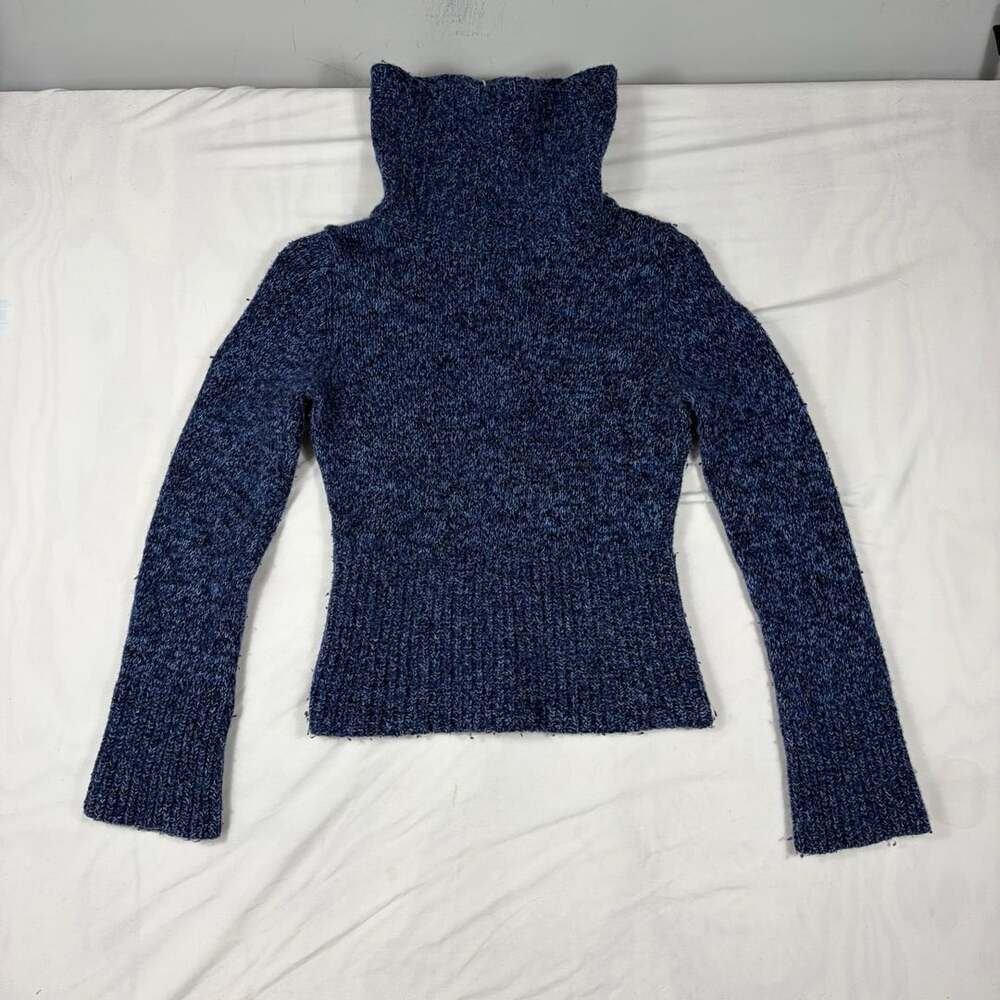 EXPRESS Blue Marled Merino Wool Turtleneck Sweater Size M